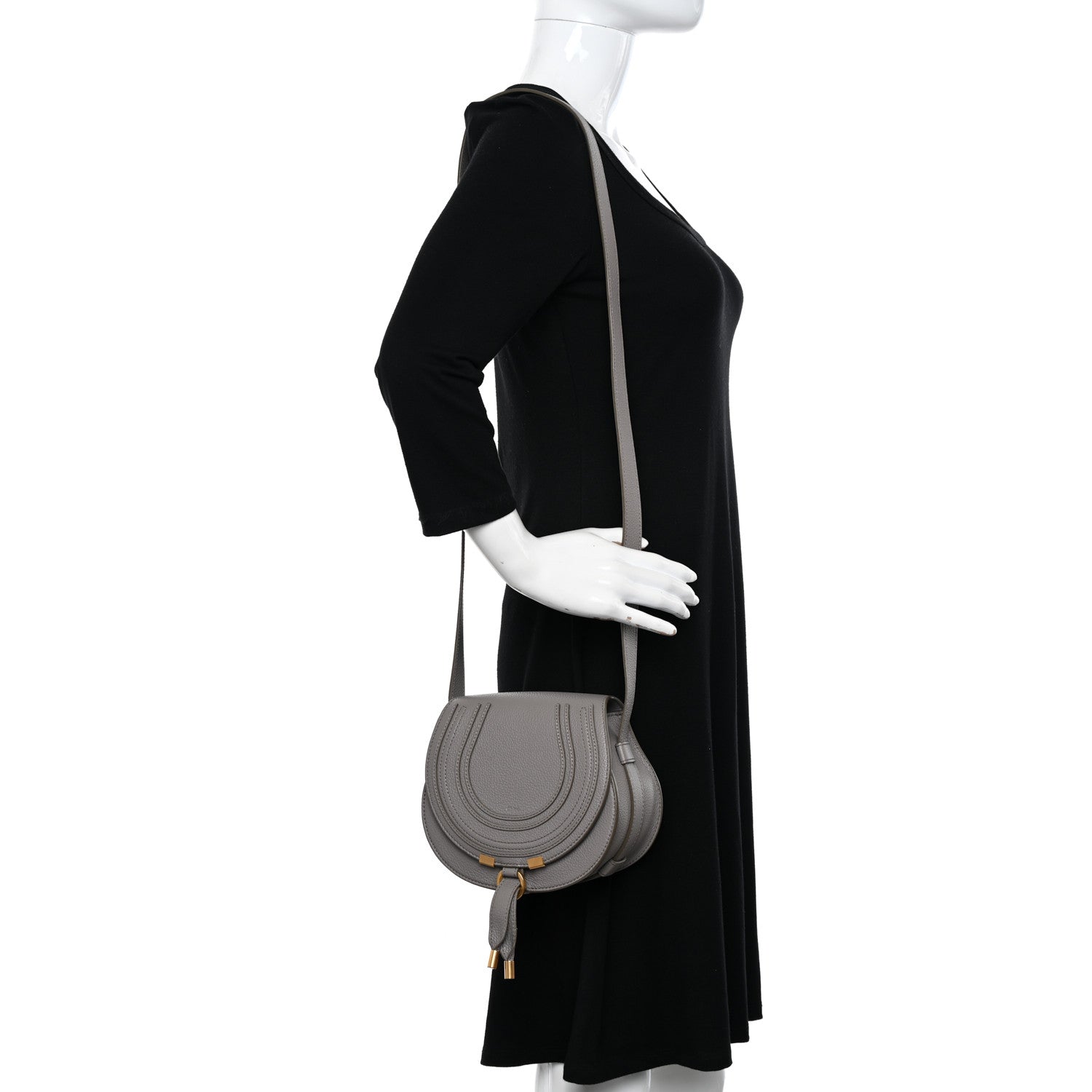 Chloe Calfskin Mini Marcie Round Crossbody Bag Cashmere Grey 2 of 14