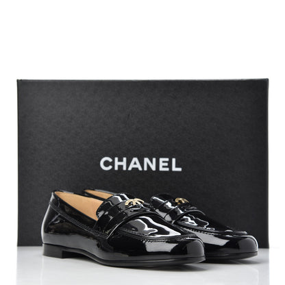 Chanel Patent CC Mocassin Loafers 35.5 Black 15 of 15