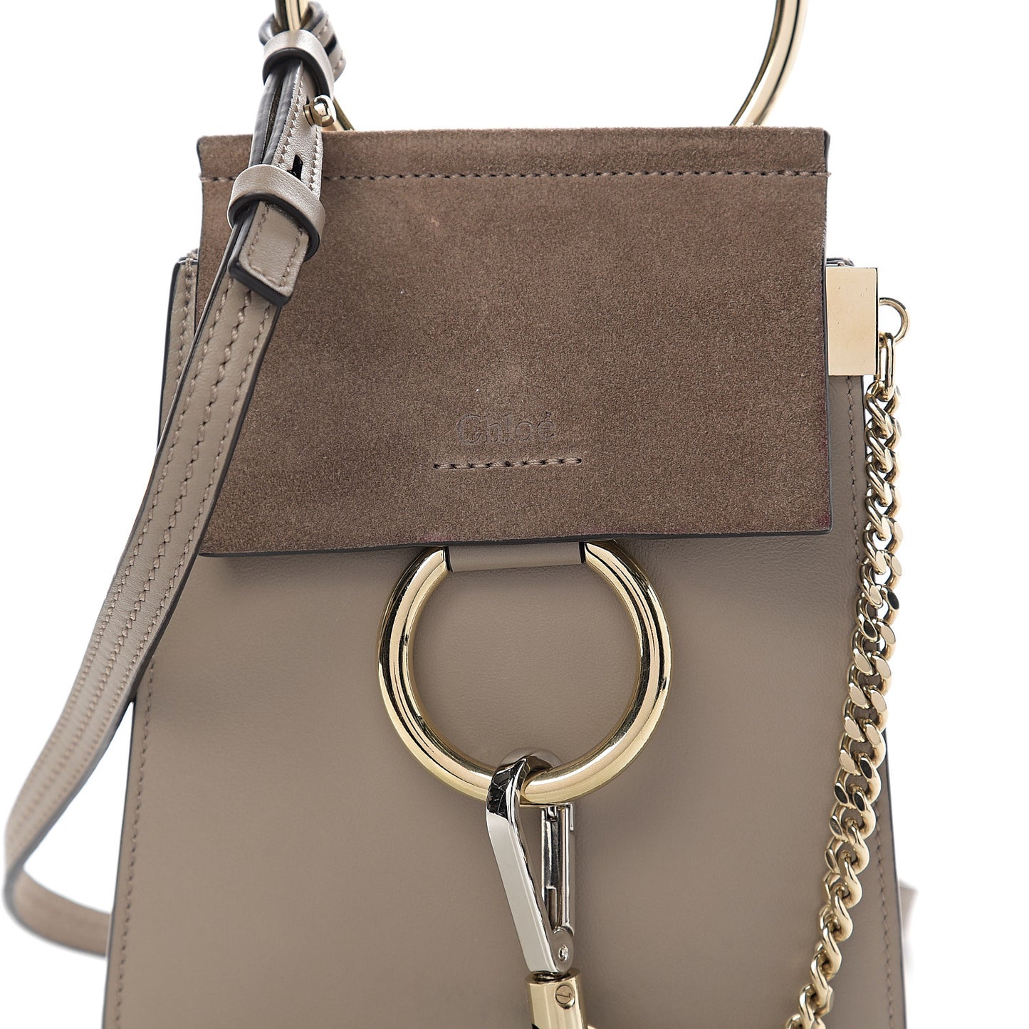 Suede Calfskin Mini Faye Bracelet Bag Motty Grey