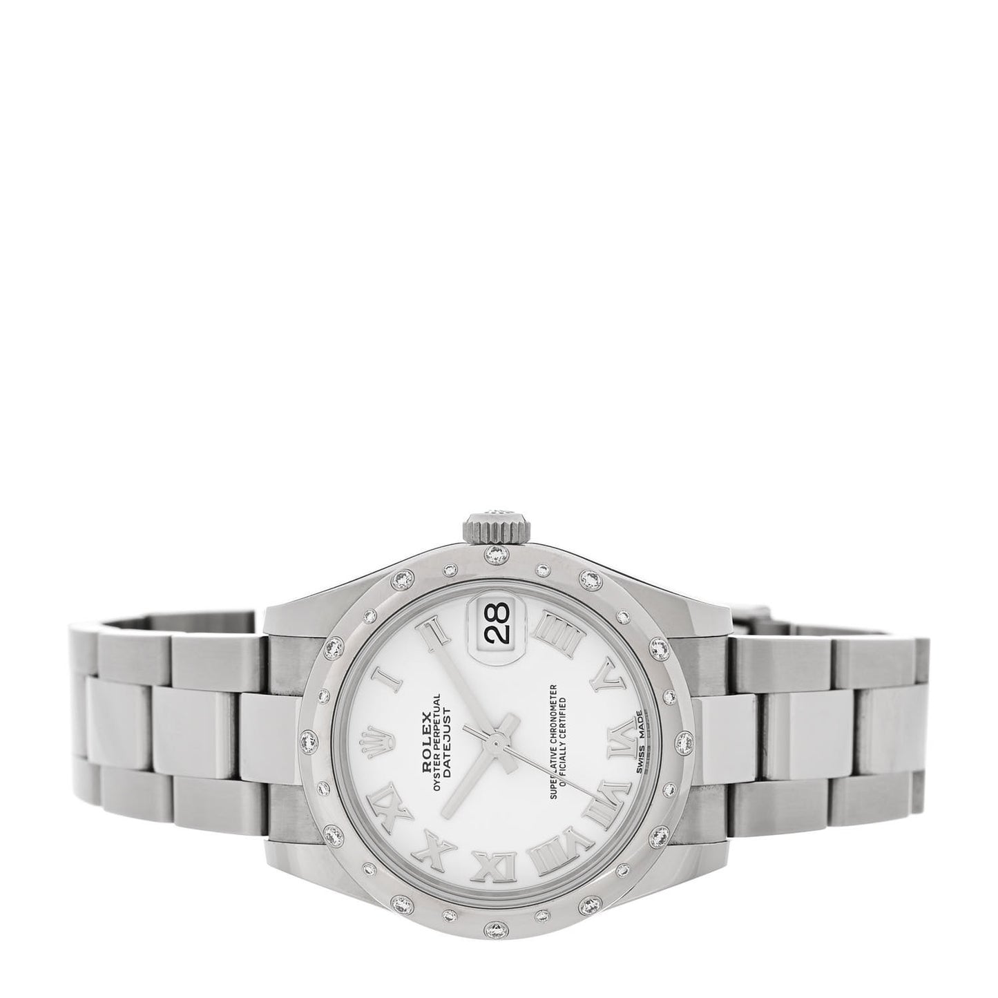 Stainless Steel 18K White Gold Diamond 31mm Oyster Perpetual Datejust Watch White Roman 178344