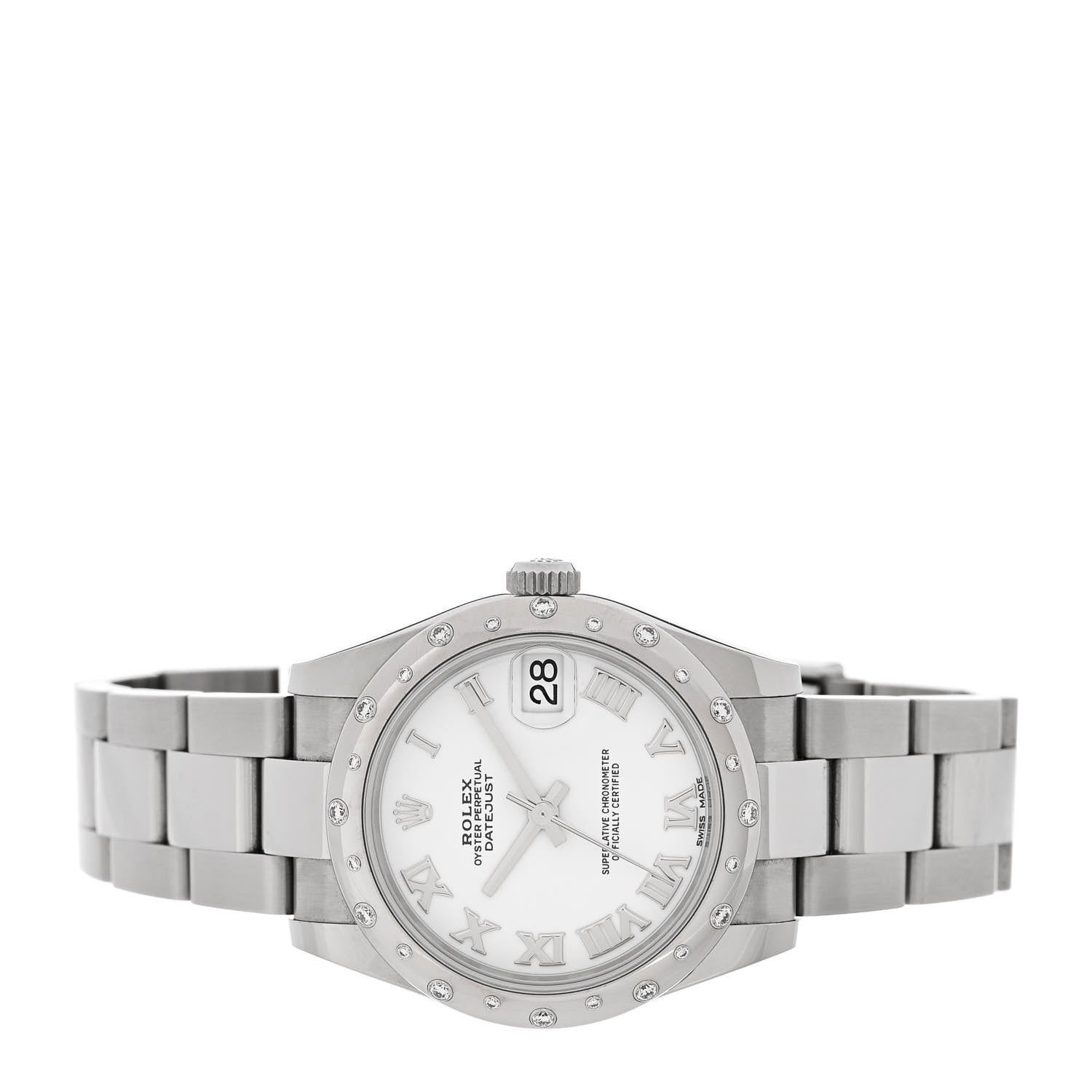 Rolex Stainless Steel 18K White Gold Diamond 31mm Oyster Perpetual Datejust Watch White Roman 178344 2 of 5