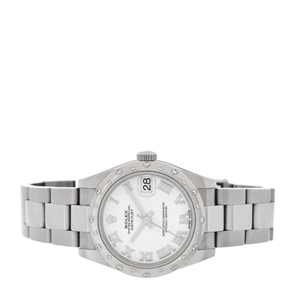 Rolex Stainless Steel 18K White Gold Diamond 31mm Oyster Perpetual Datejust Watch White Roman 178344 2 of 5