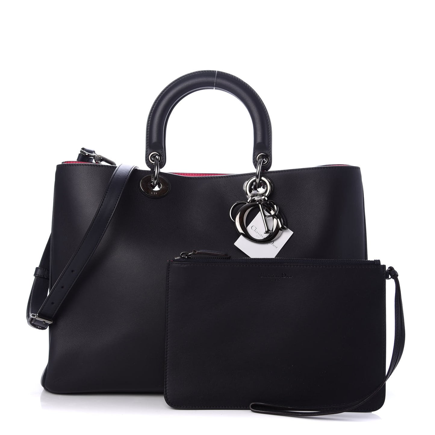 Smooth Calfskin Large Diorissimo Tote Black Rose Indien