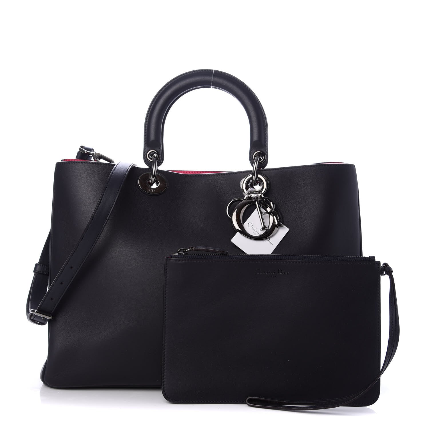 Christian Dior Smooth Calfskin Large Diorissimo Tote Black Rose Indien 1 of 9