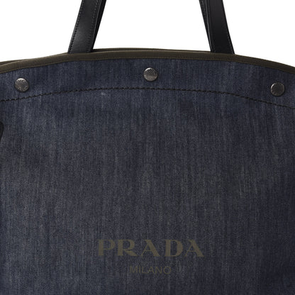 Prada Denim City Calfskin Logo Shopping Tote Blue 9 of 9