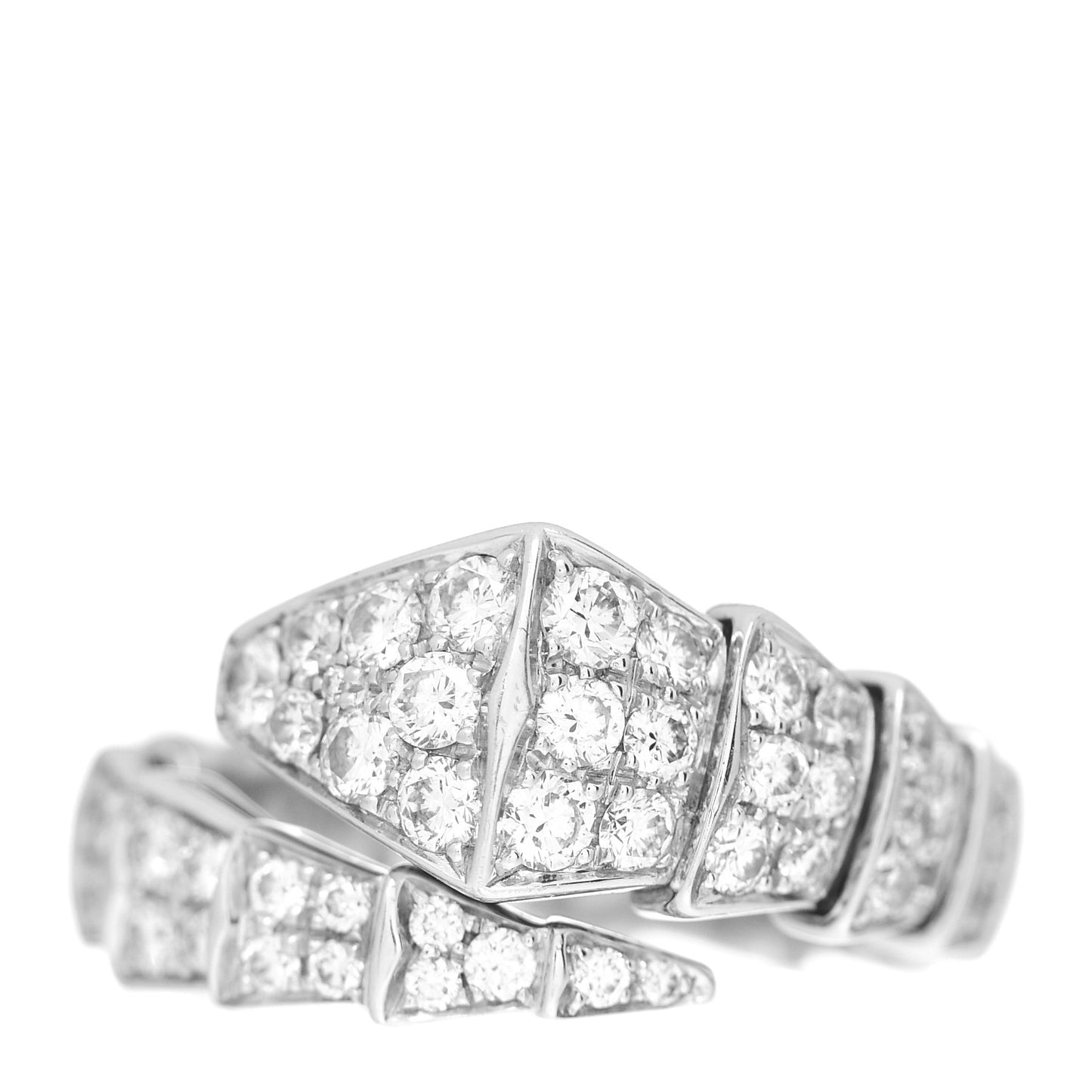 18K White Gold Diamond One-Coil Serpenti Viper Ring S