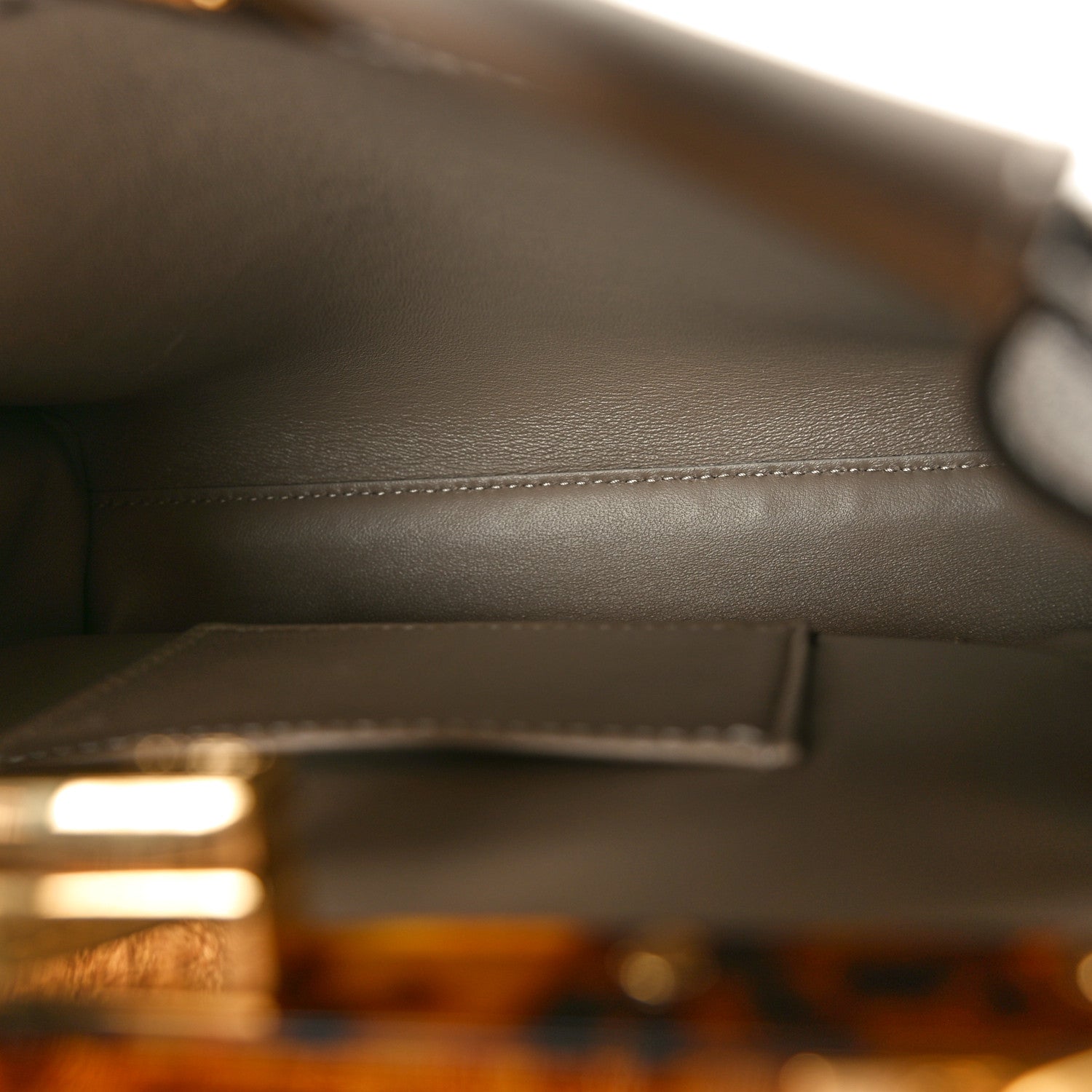 Fendi Vitello Seta Shiny Nappa Plexiglass Tortoise Mini Peekaboo Iconic Satchel Tortora 5 of 10