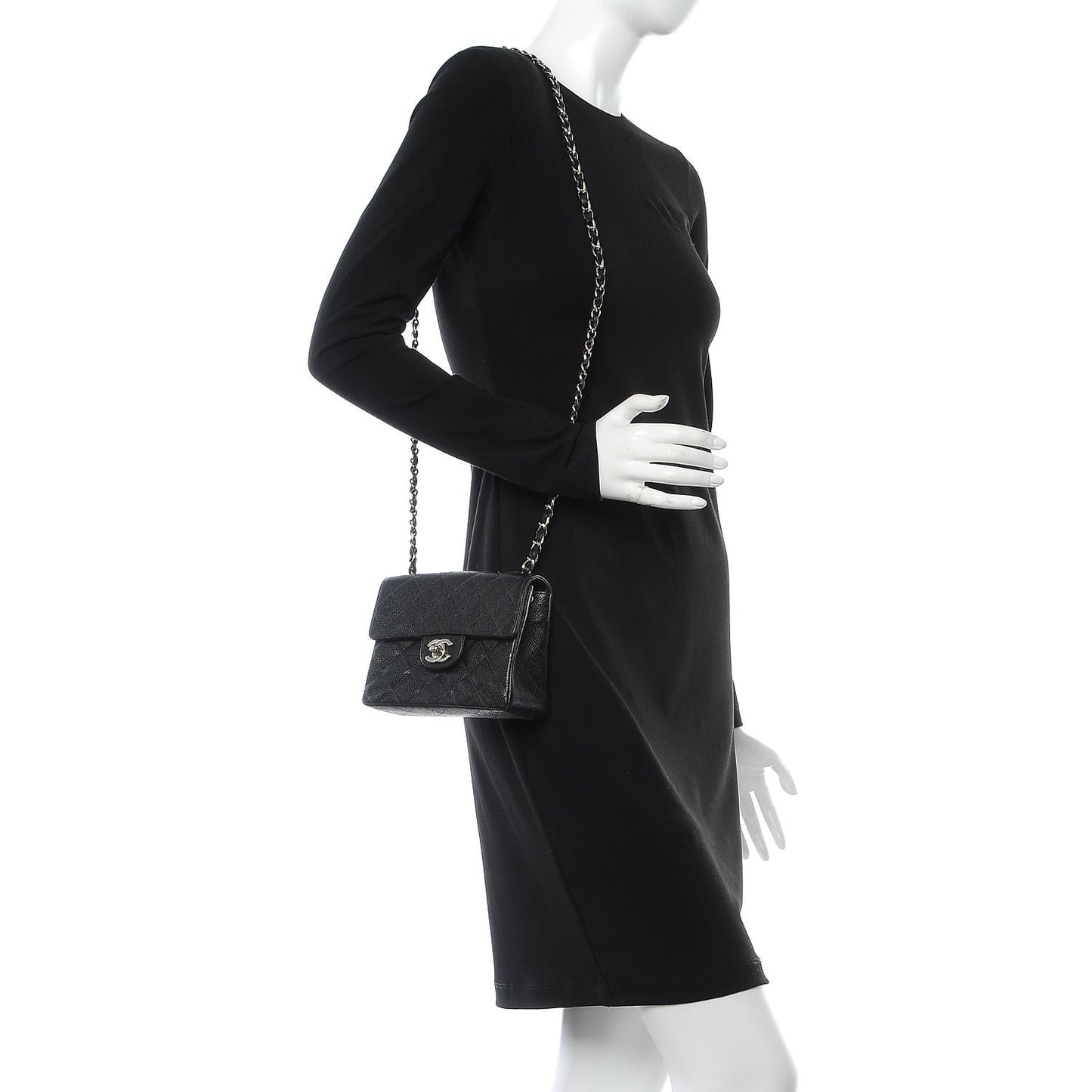 Caviar Quilted Mini Square Flap Black