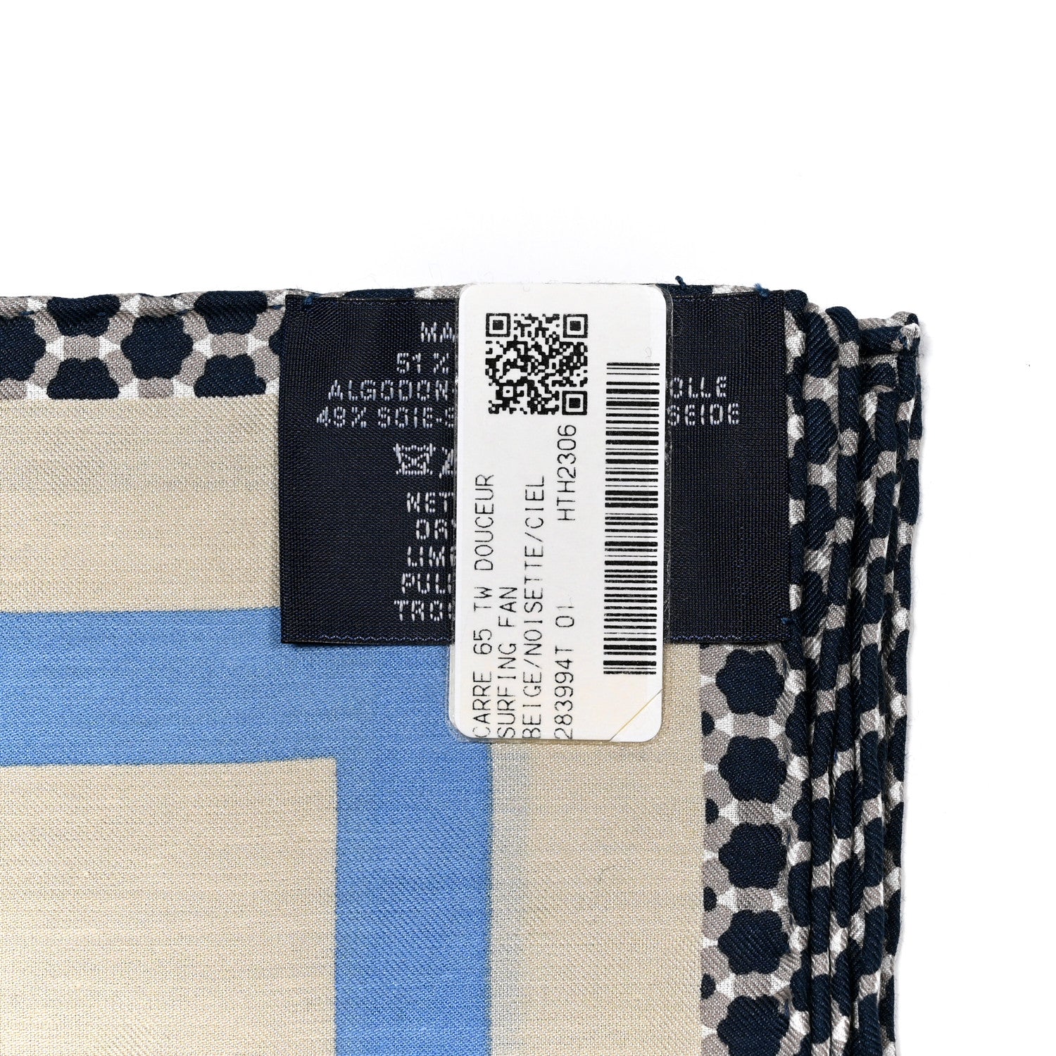 Hermes Cotton Silk Surfing Fan Scarf 65 Beige Noisette Ciel 3 of 4