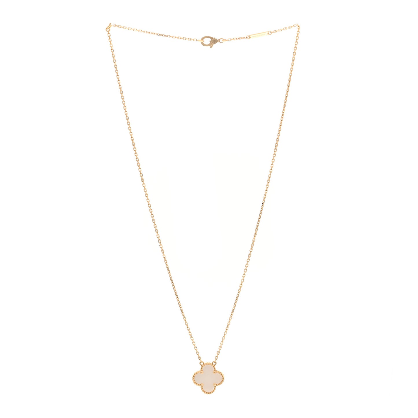 18K Yellow Gold Mother of Pearl Vintage Alhambra Pendant Necklace