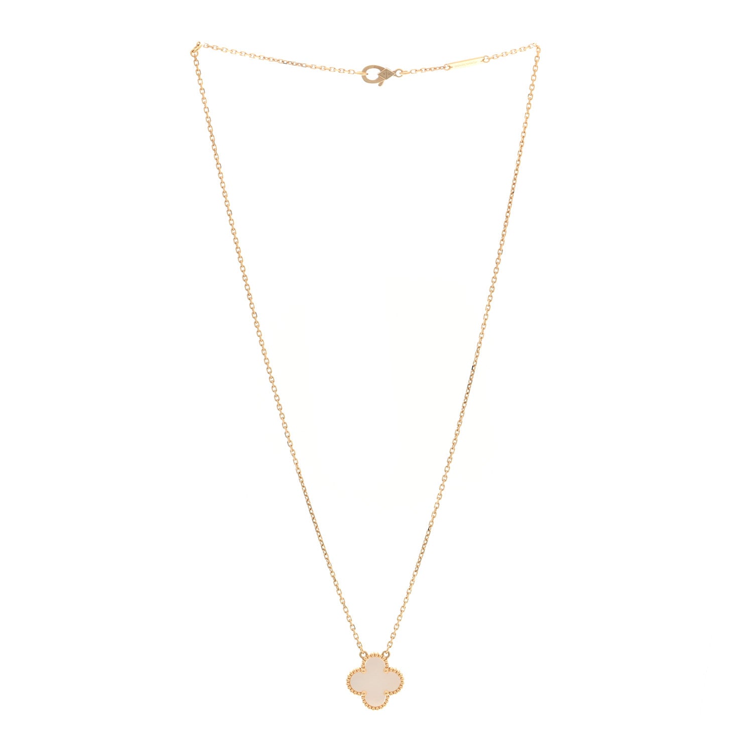 Van Cleef & Arpels 18K Yellow Gold Mother of Pearl Vintage Alhambra Pendant Necklace 3 of 5