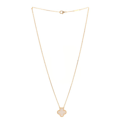 Van Cleef & Arpels 18K Yellow Gold Mother of Pearl Vintage Alhambra Pendant Necklace 3 of 5