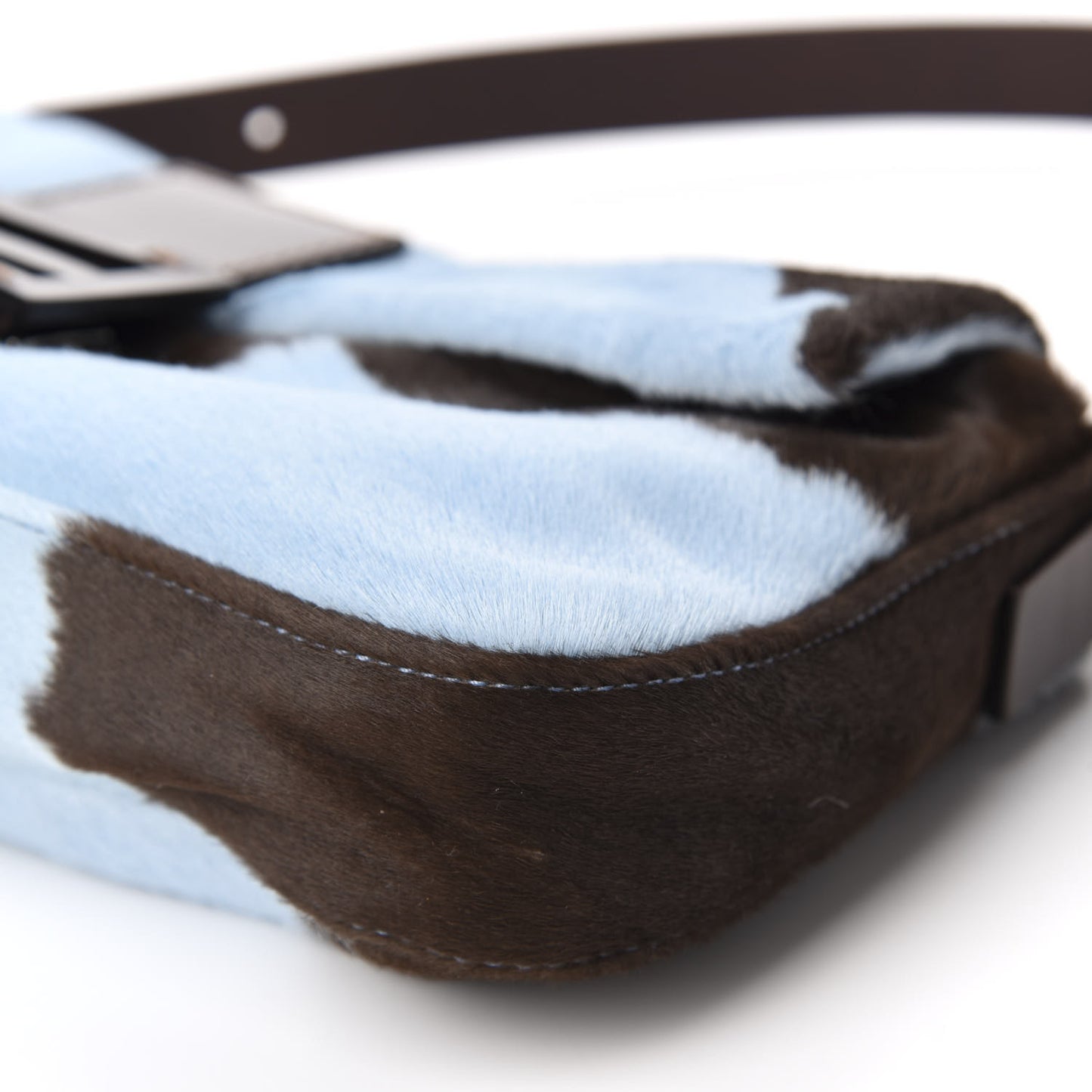 Calf Hair Baguette Light Blue Brown