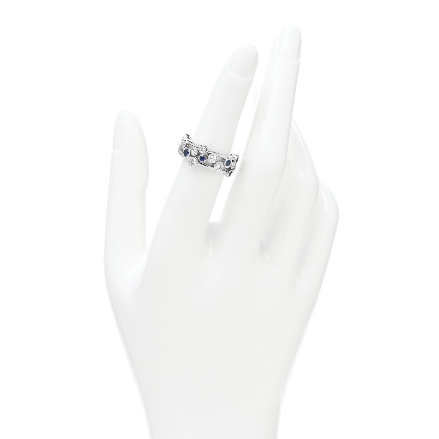 Platinum Diamond Sapphire Bubble Band Ring 51 5.75