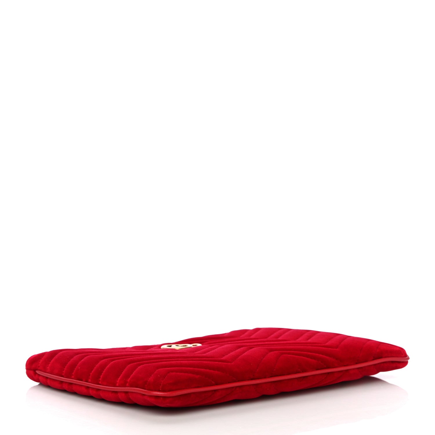 Gucci Velvet Matelasse GG Marmont Zip Pouch Hibiscus Red 4 of 11