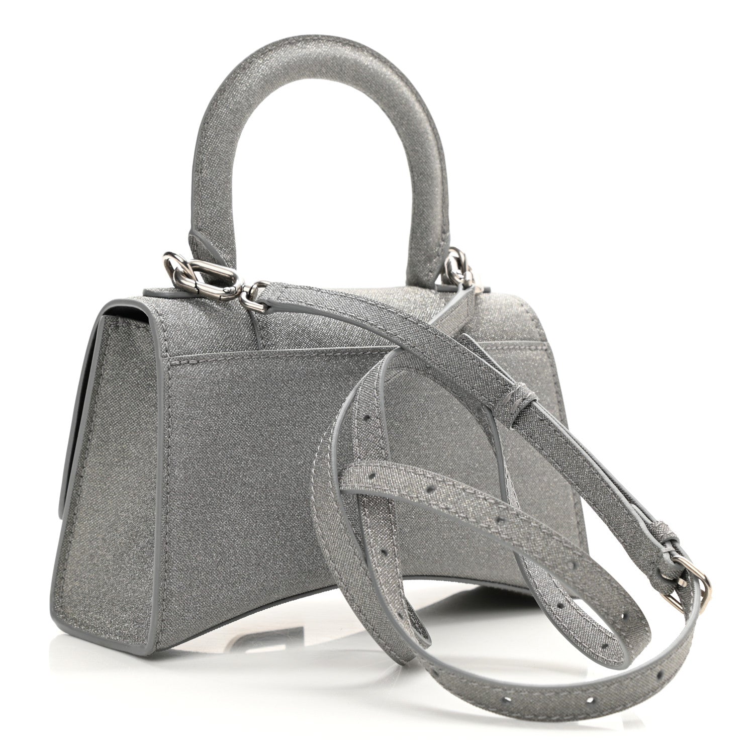 Balenciaga Glitter Fabric Hourglass Top Handle Bag XS Grey 3 of 9