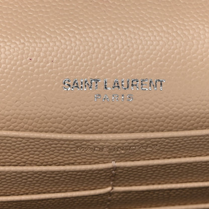 Saint Laurent Grain De Poudre Matelasse Chevron Monogram Chain Wallet Nude Powder 6 of 12