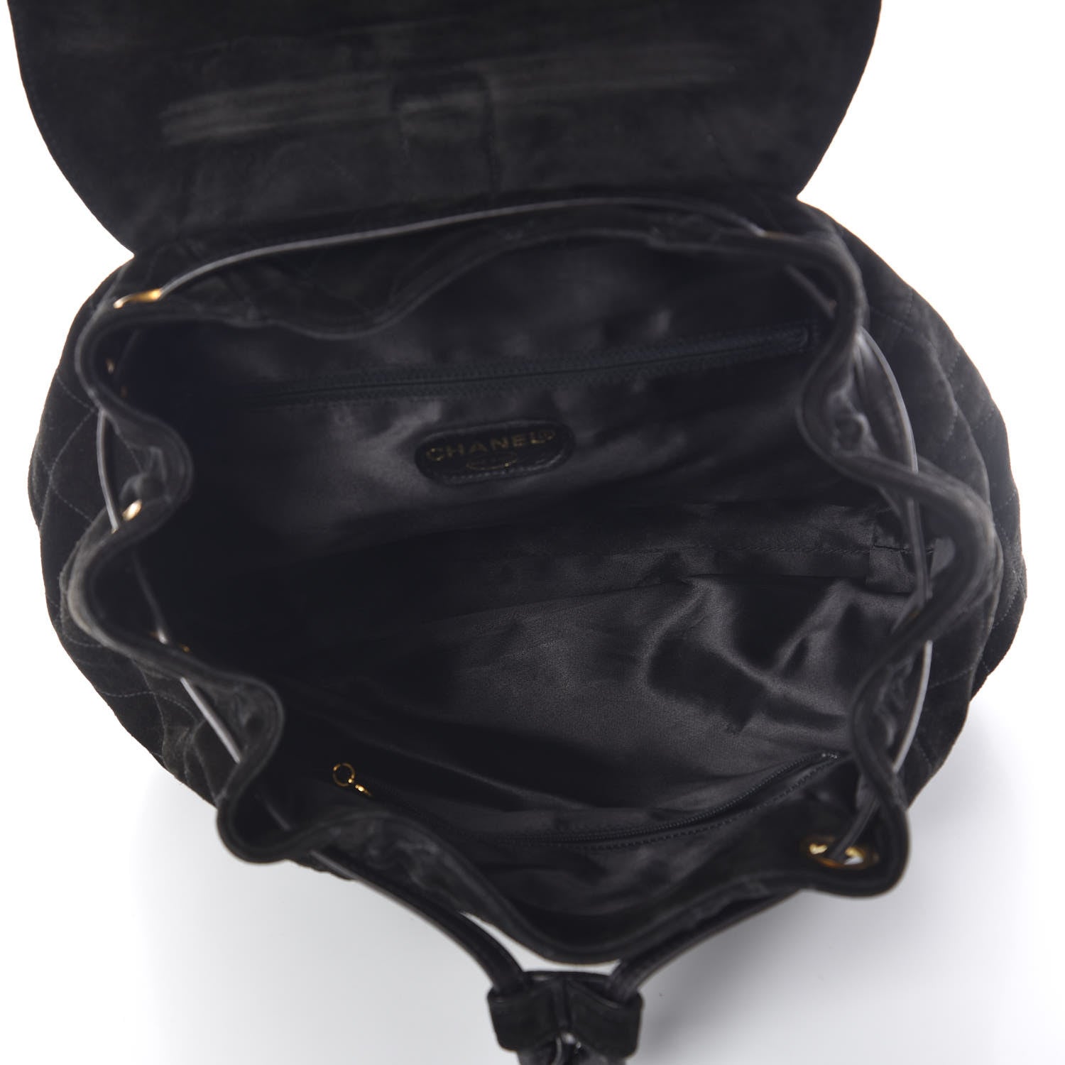 Chanel Suede Quilted Drawstring Backpack Black 7 of 9