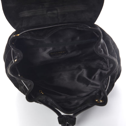 Chanel Suede Quilted Drawstring Backpack Black 7 of 9