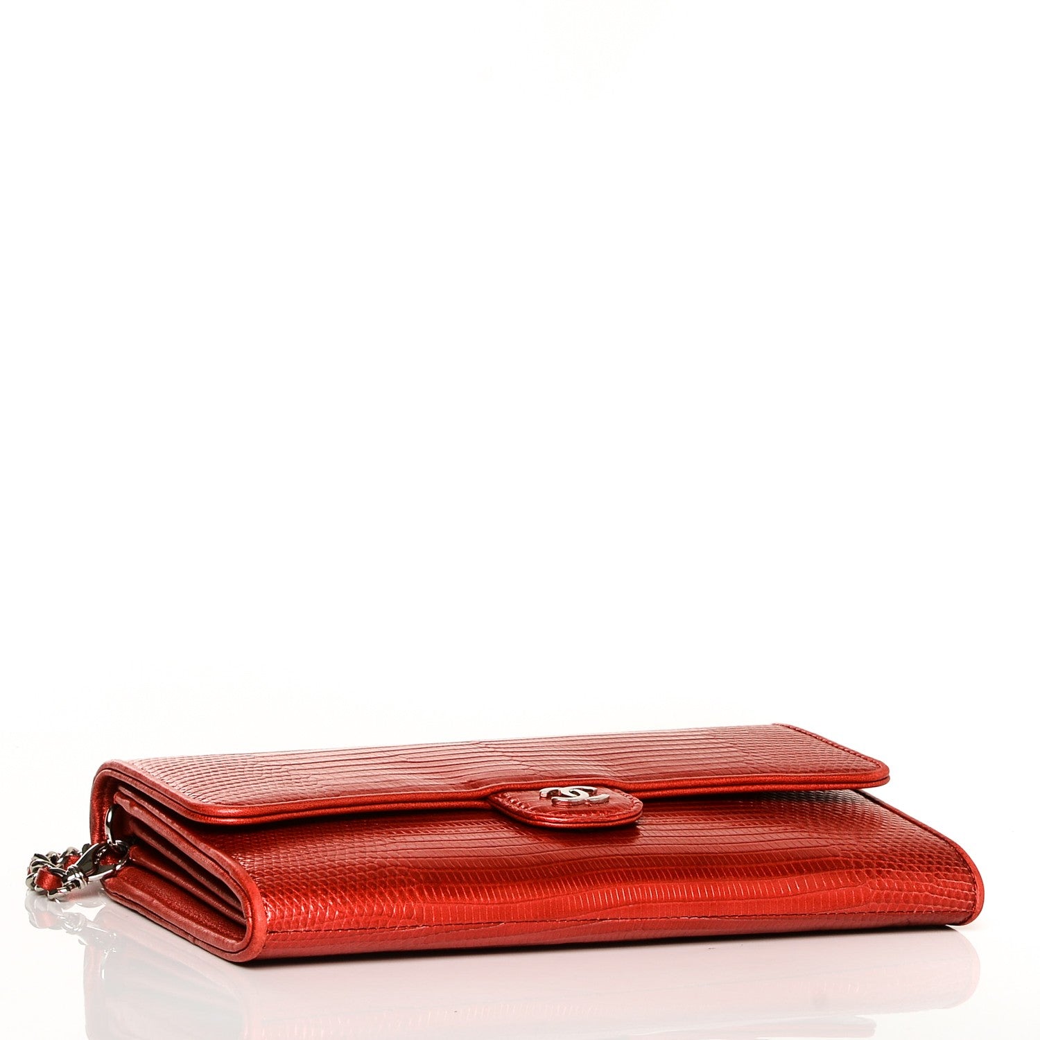 Chanel Lizard Wallet With Removable Chain Red 4 of 8