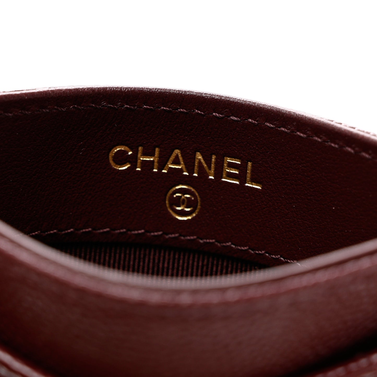 Caviar Quilted Card Holder Burgundy