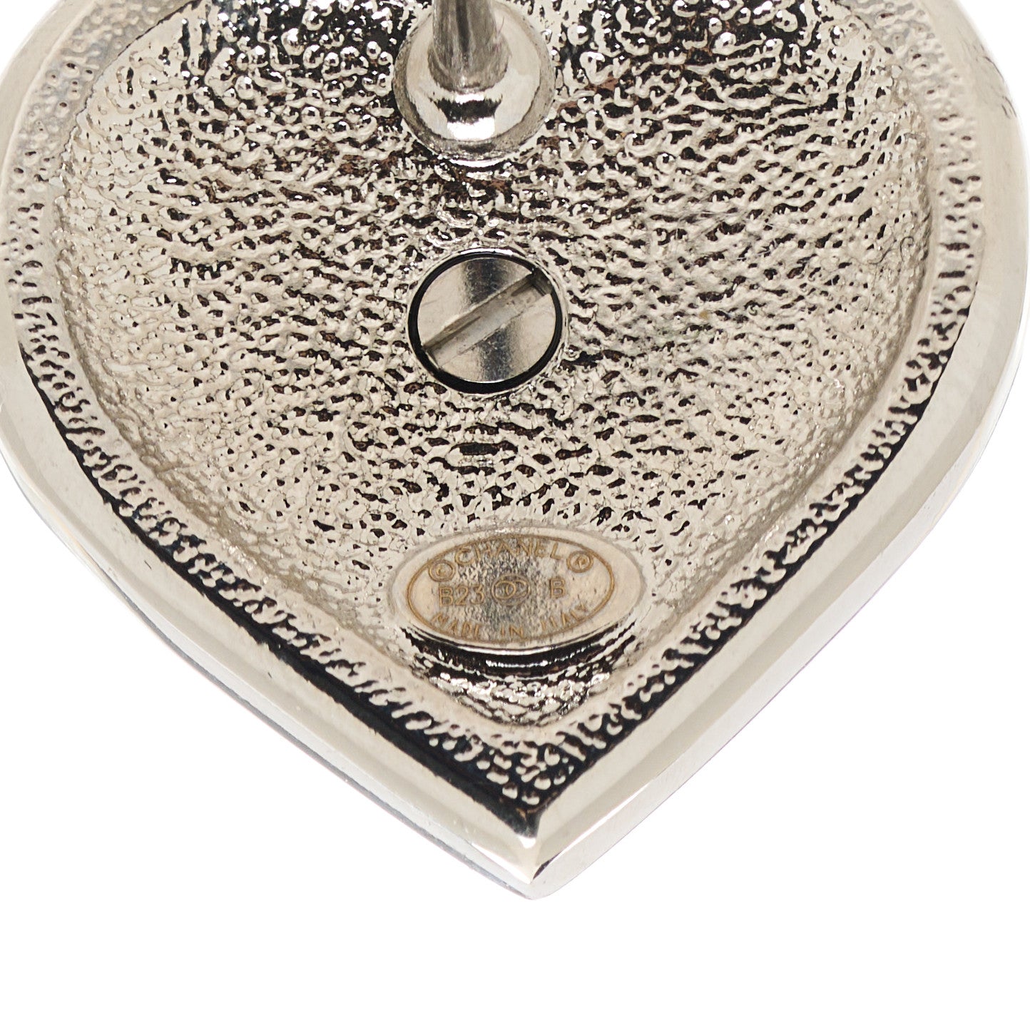 Chanel Pearl Crystal CC Heart Earrings Silver 4 of 5