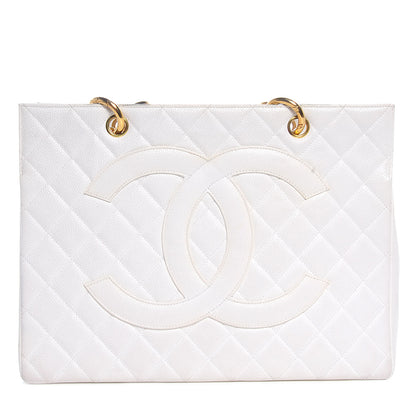 Chanel Caviar Quilted Grand Shopping Tote GST White 1 of 9
