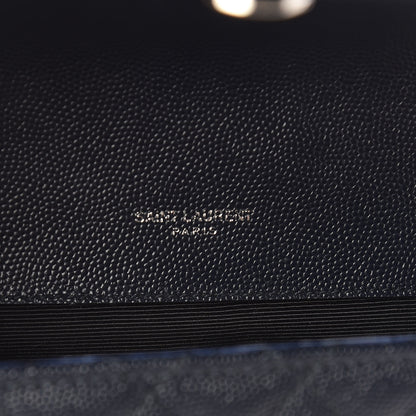 Saint Laurent Grain De Poudre Textured Mixed Matelasse Triquilt Medium Monogram Satchel Deep Marine 9 of 10