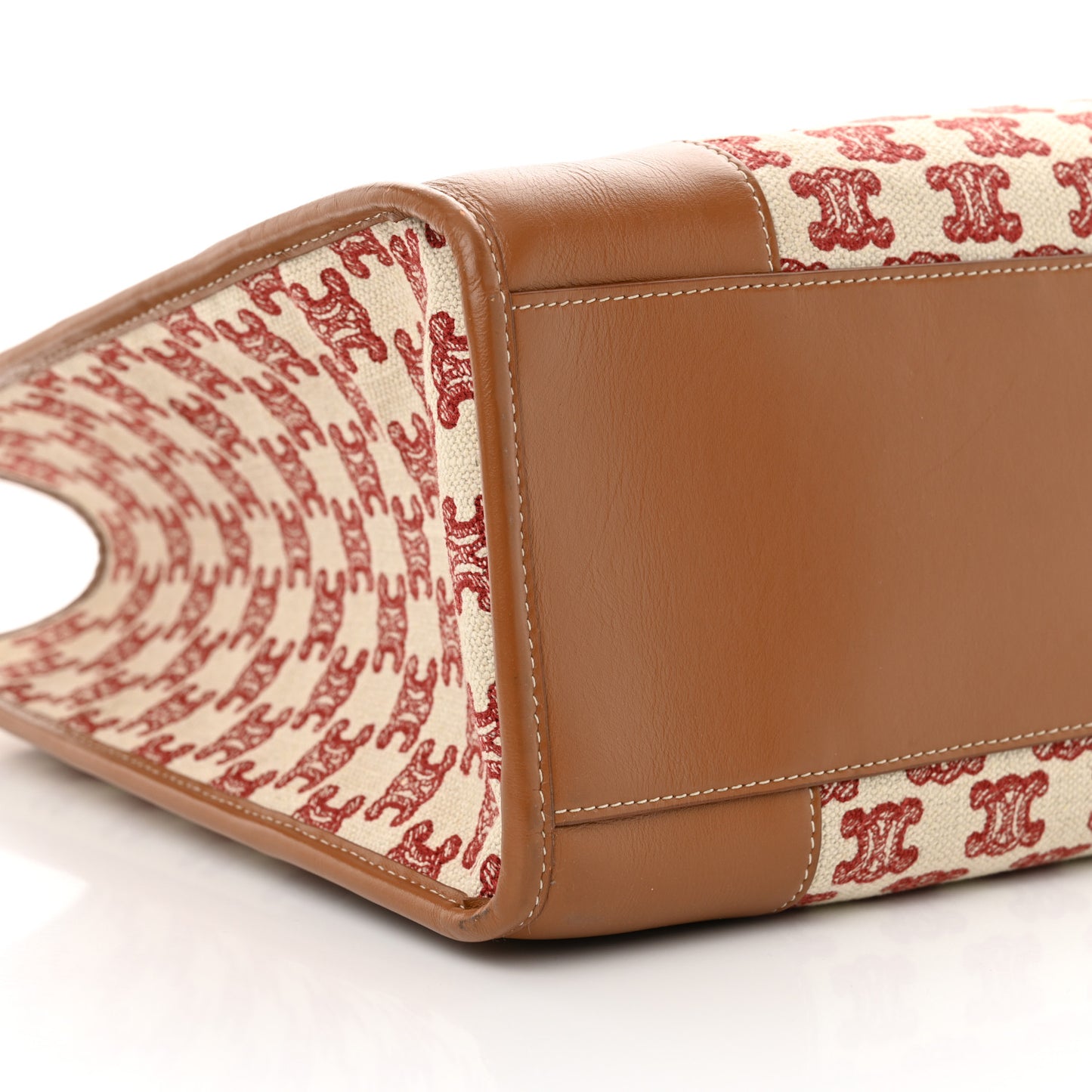 Canvas Calfskin Triomphe Embroidered Horizontal Cabas Burgundy