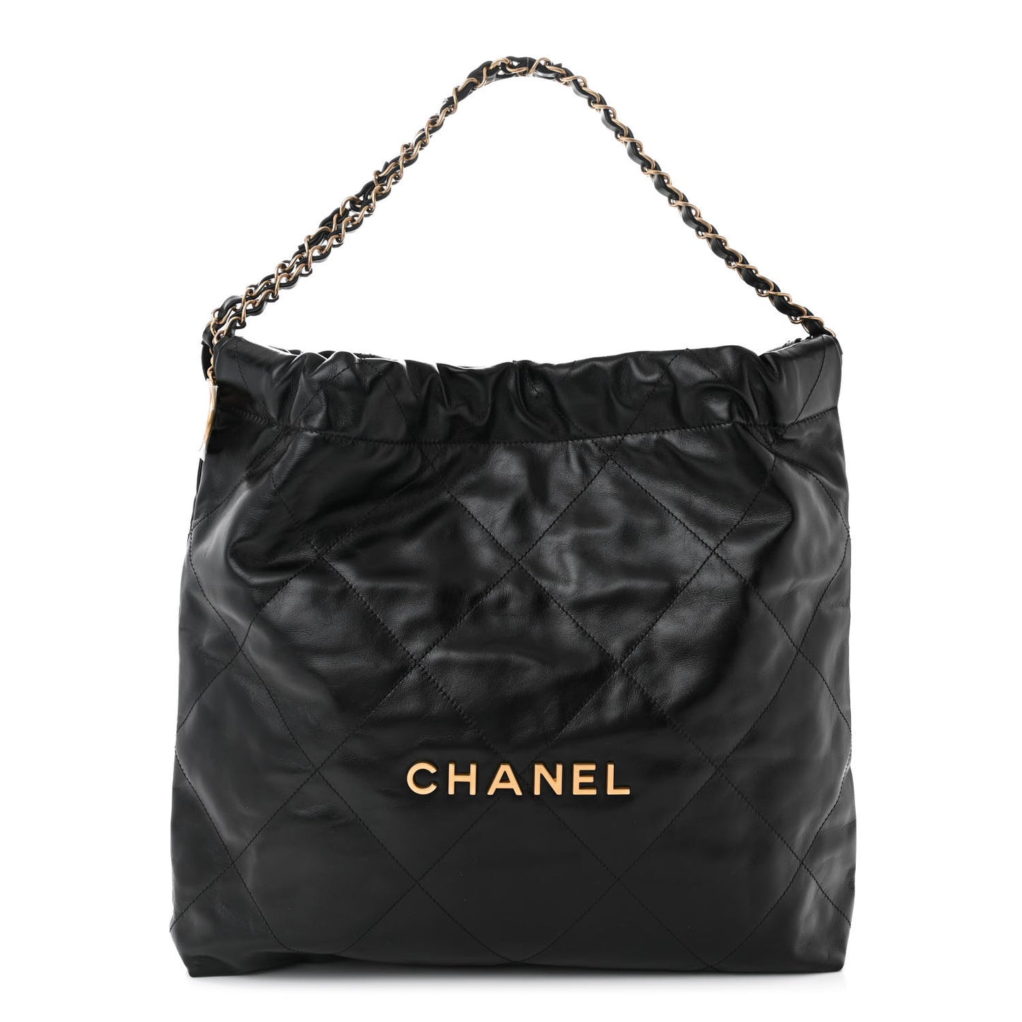 Shiny Calfskin Quilted Chanel 22 Black