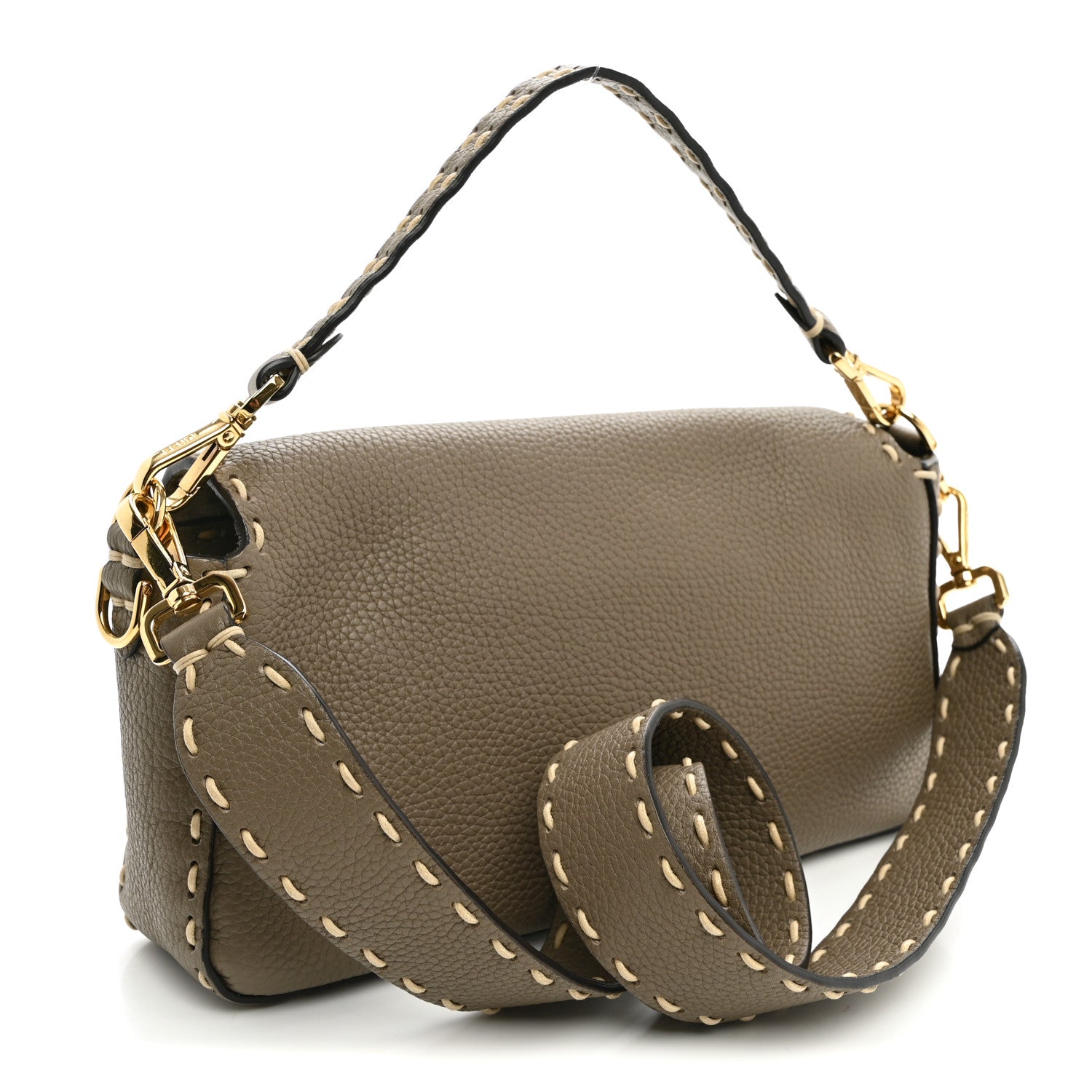 Fendi Cuoio Roma Sellerissima Nappa Sintetica Tape Stitch Mini Baguette Tempesta 3 of 9