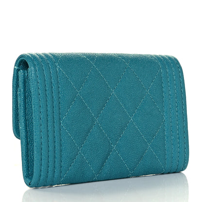 Chanel Caviar Quilted Boy Flap Card Holder Turquoise 3 of 9