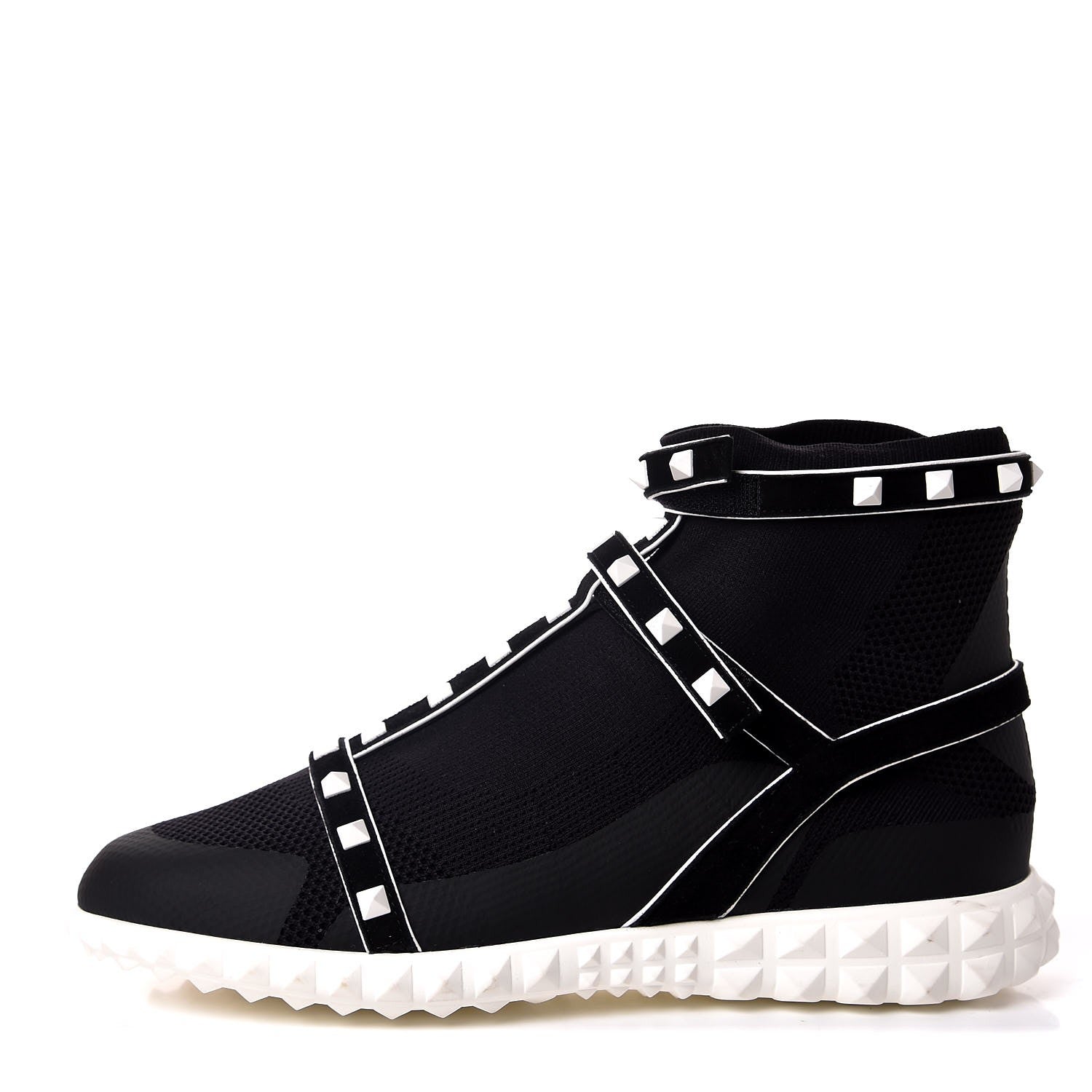 Valentino Garavani Body Tech Knit Free Rockstud Sock High Top Sneakers 40 Black White 1 of 8