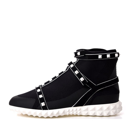 Valentino Garavani Body Tech Knit Free Rockstud Sock High Top Sneakers 40 Black White 1 of 8