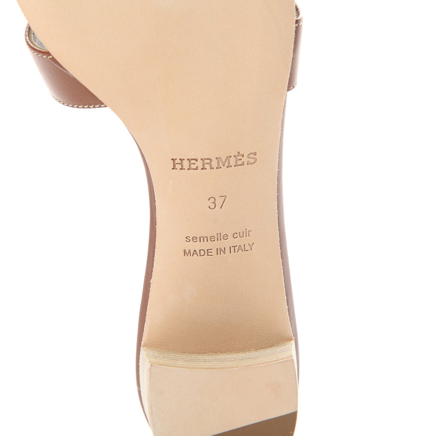 Hermes Calfskin Oasis Sandals 37 Gold 6 of 8