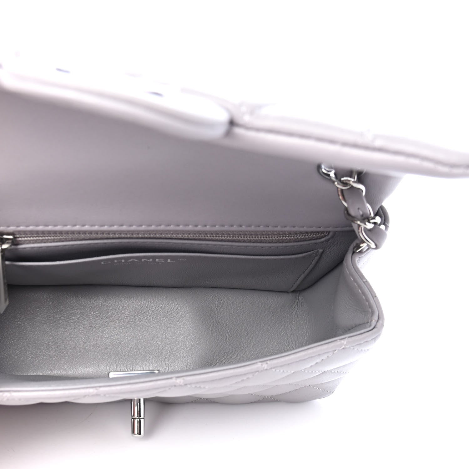 Chanel Lambskin Quilted Mini Rectangular Flap Grey 4 of 4