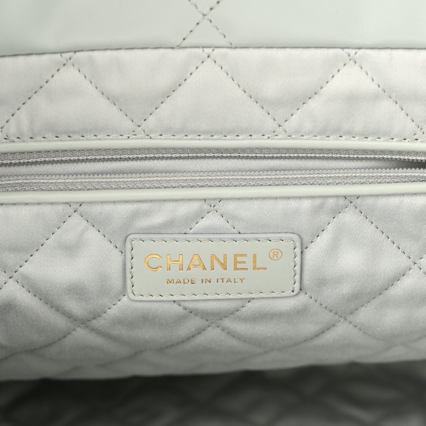 Shiny Calfskin Quilted Chanel 22 Light Blue