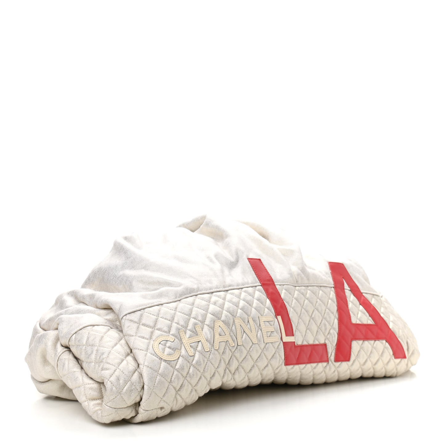 Metallic Jersey Quilted LA Tote Silver