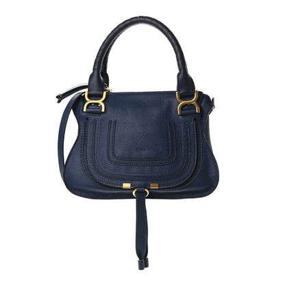 Chloe Calfskin Small Marcie Satchel Deep Ocean 1 of 10