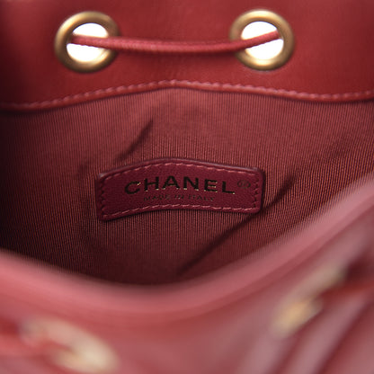 Chanel Sheepskin Chevron Quilted Small Drawstring Bag Dark Red 5 of 10
