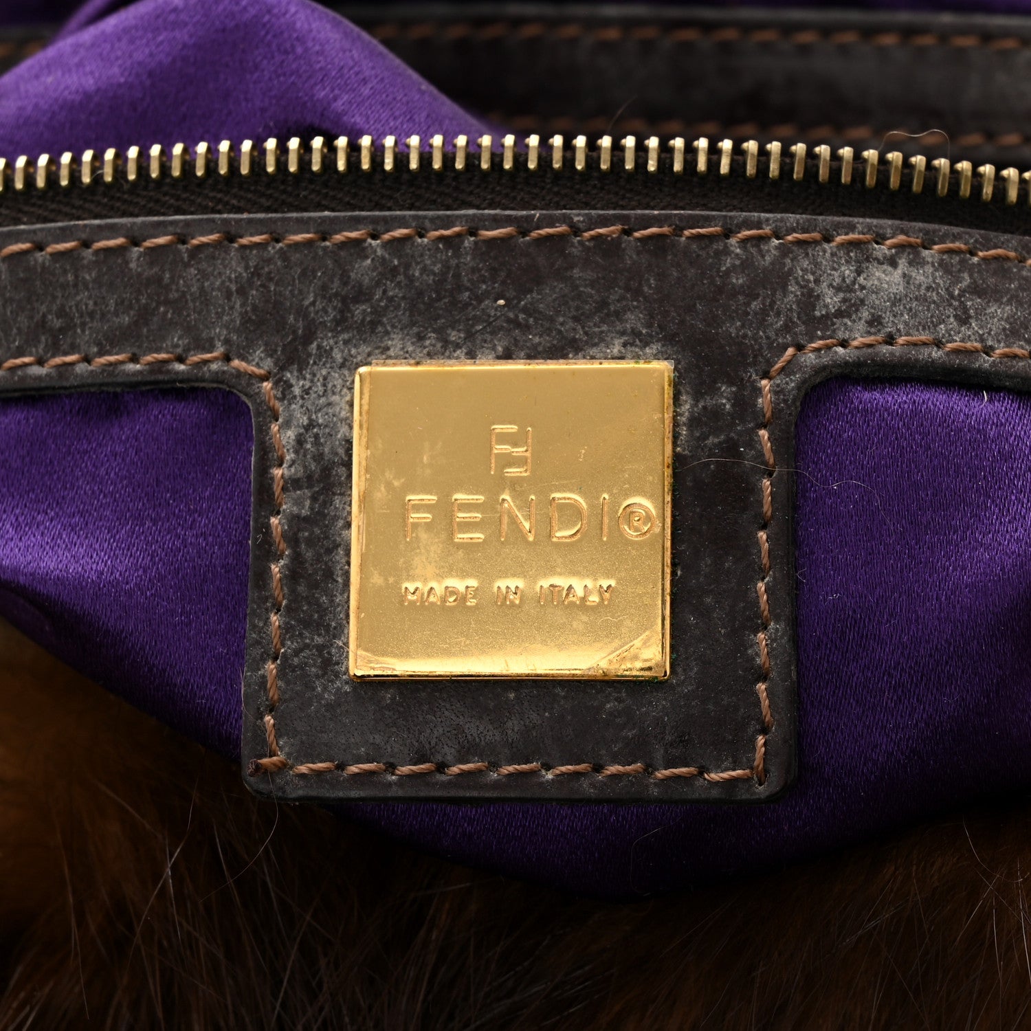 Fendi Vinyl Zucchino Skunk Fur Baguette Tobacco Multicolor 6 of 10