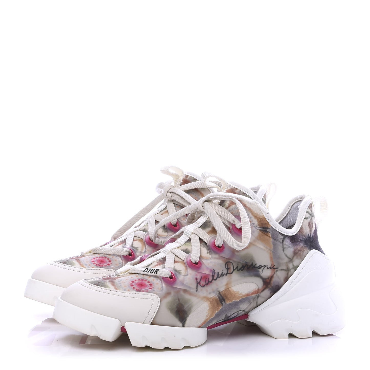 Neoprene Rubber Womens KaleiDiorscopic D-Connect Sneakers 37 White Cypress
