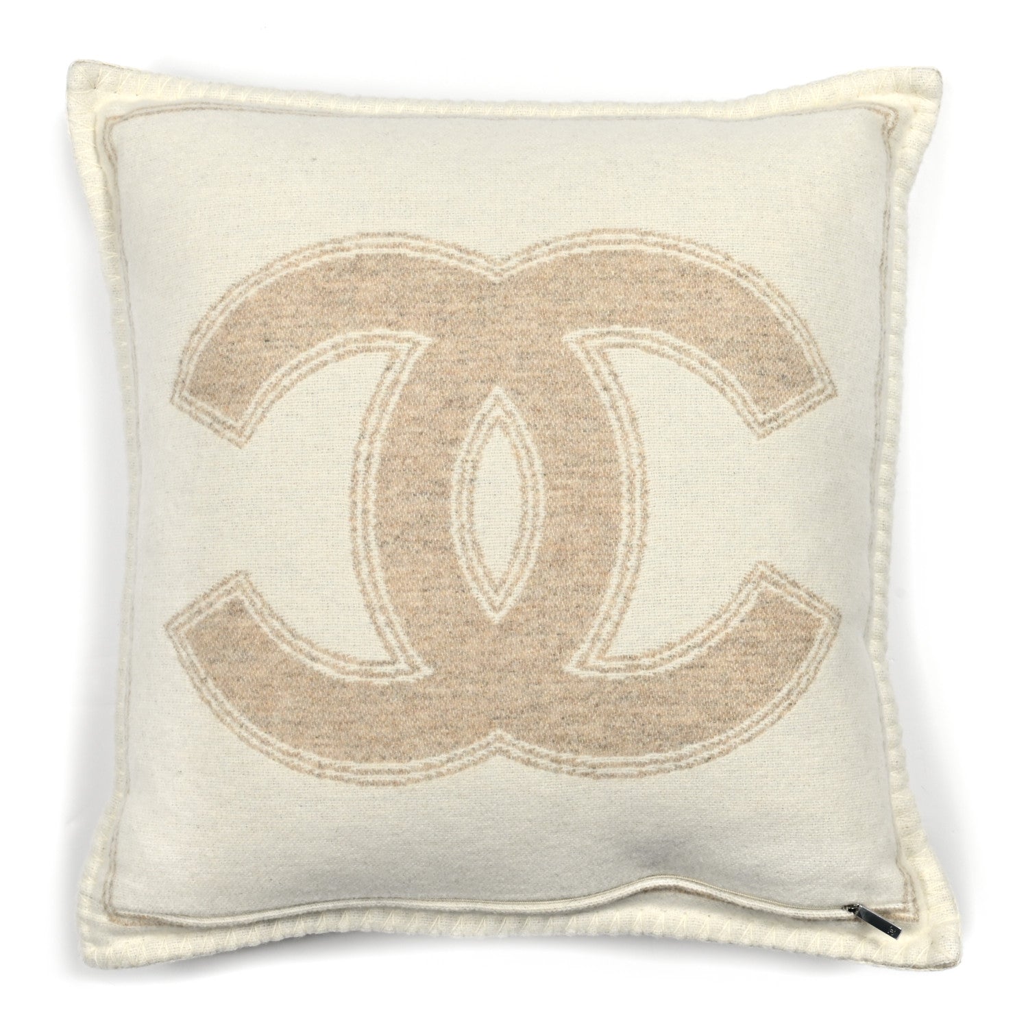 Chanel Merino Wool Cashmere CC Pillow Beige Off White 2 of 3