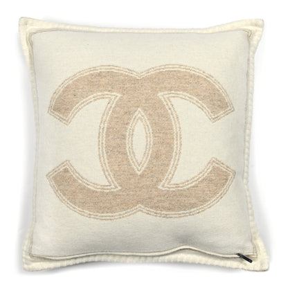 Chanel Merino Wool Cashmere CC Pillow Beige Off White 2 of 3