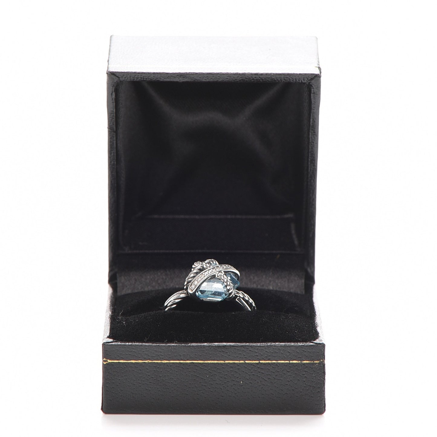 Sterling Silver Diamond Blue Topaz 10mm Cable Wrap Ring 54 7
