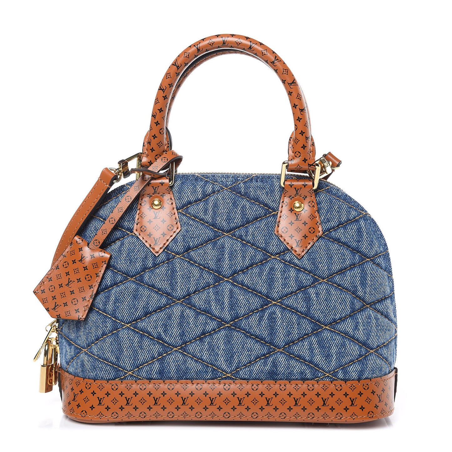 Denim Calfskin Reverse Monogram Malletage Alma BB Blue