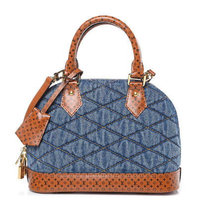Louis Vuitton Denim Calfskin Reverse Monogram Malletage Alma BB Blue 1 of 8
