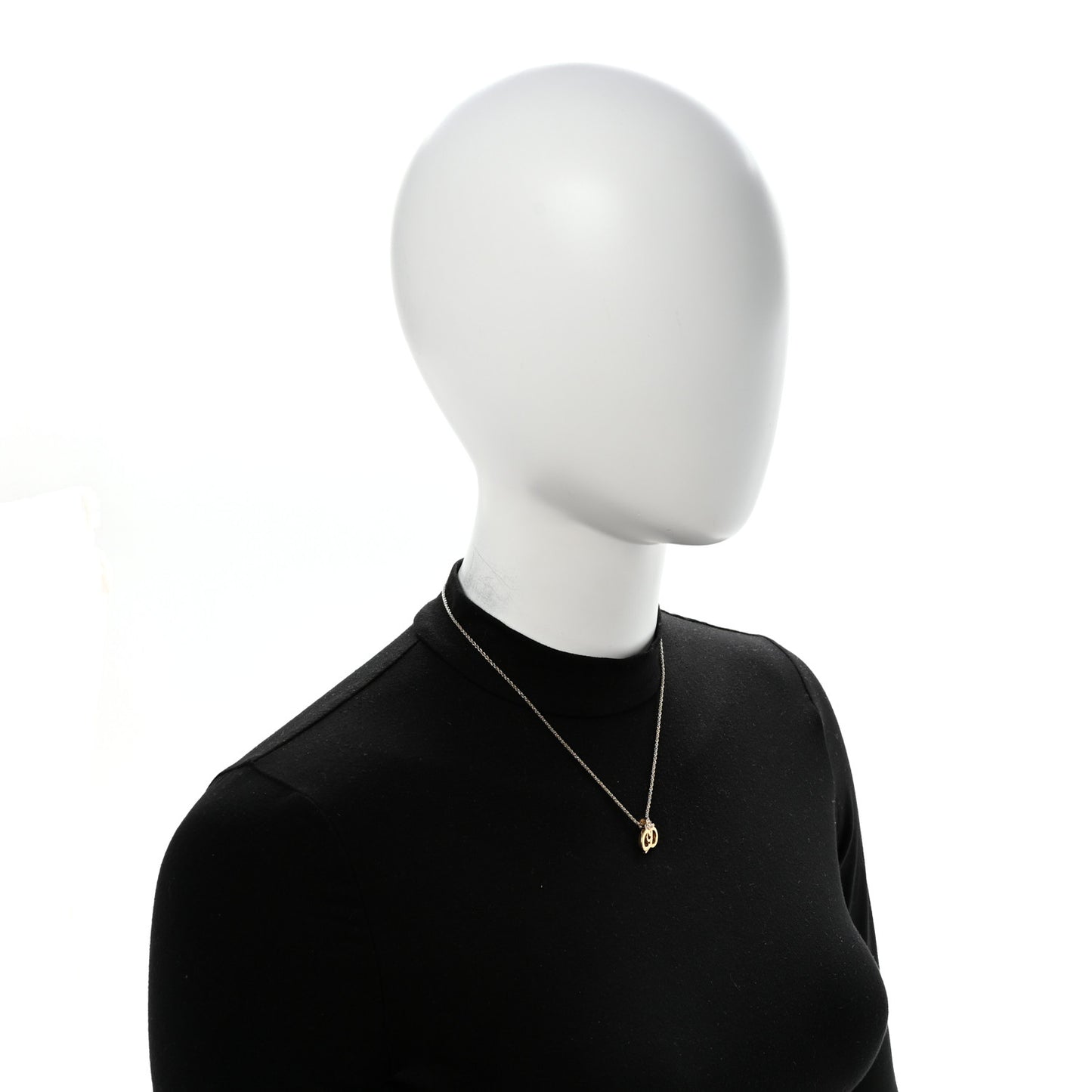 Metal Crystal CD Logo Pendant Necklace Gold