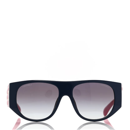Chanel Acetate Quilted CC Pilot Sunglasses 71465 Pink Black 4 of 17