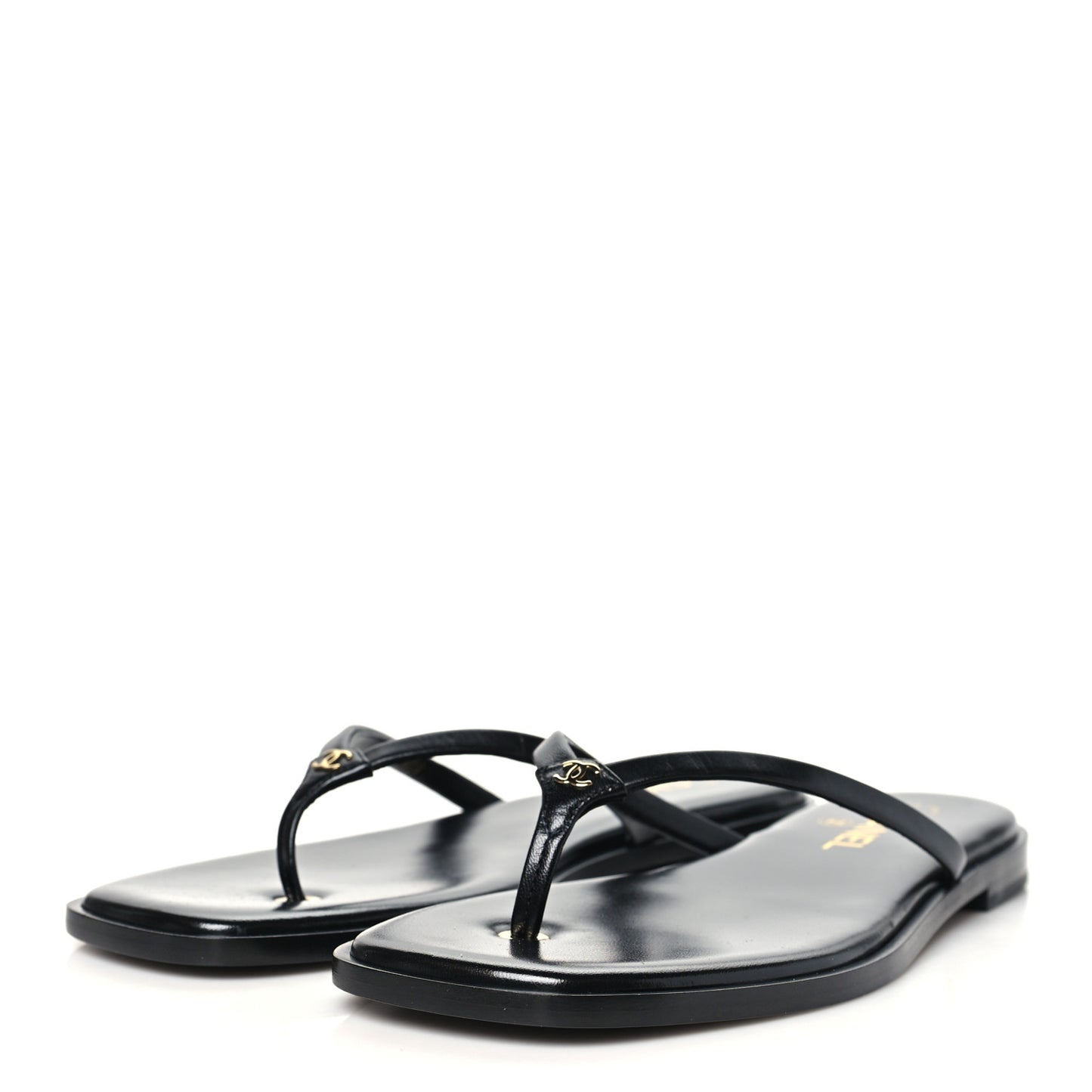 Goatskin CC Times Square Thong Sandals 39 Black